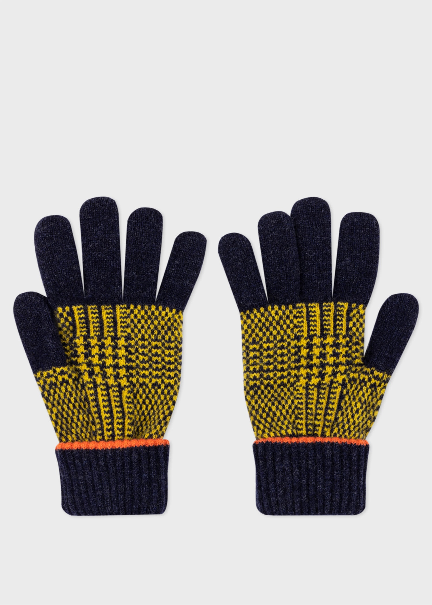 Yellow Lambswool 'Prince of Wales Check' Gloves - 2