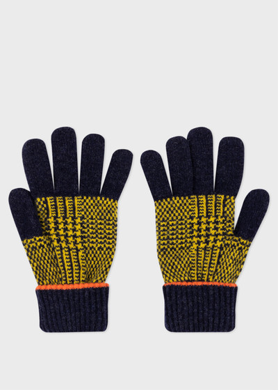 Paul Smith Yellow Lambswool 'Prince of Wales Check' Gloves outlook