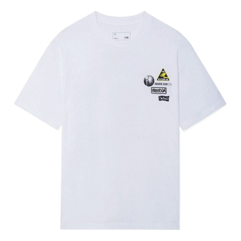 자유 그래픽 느슨한 적합 T 셔츠 'White'AHSS301-3를 위한 Li-Ning 스케이트 - 1