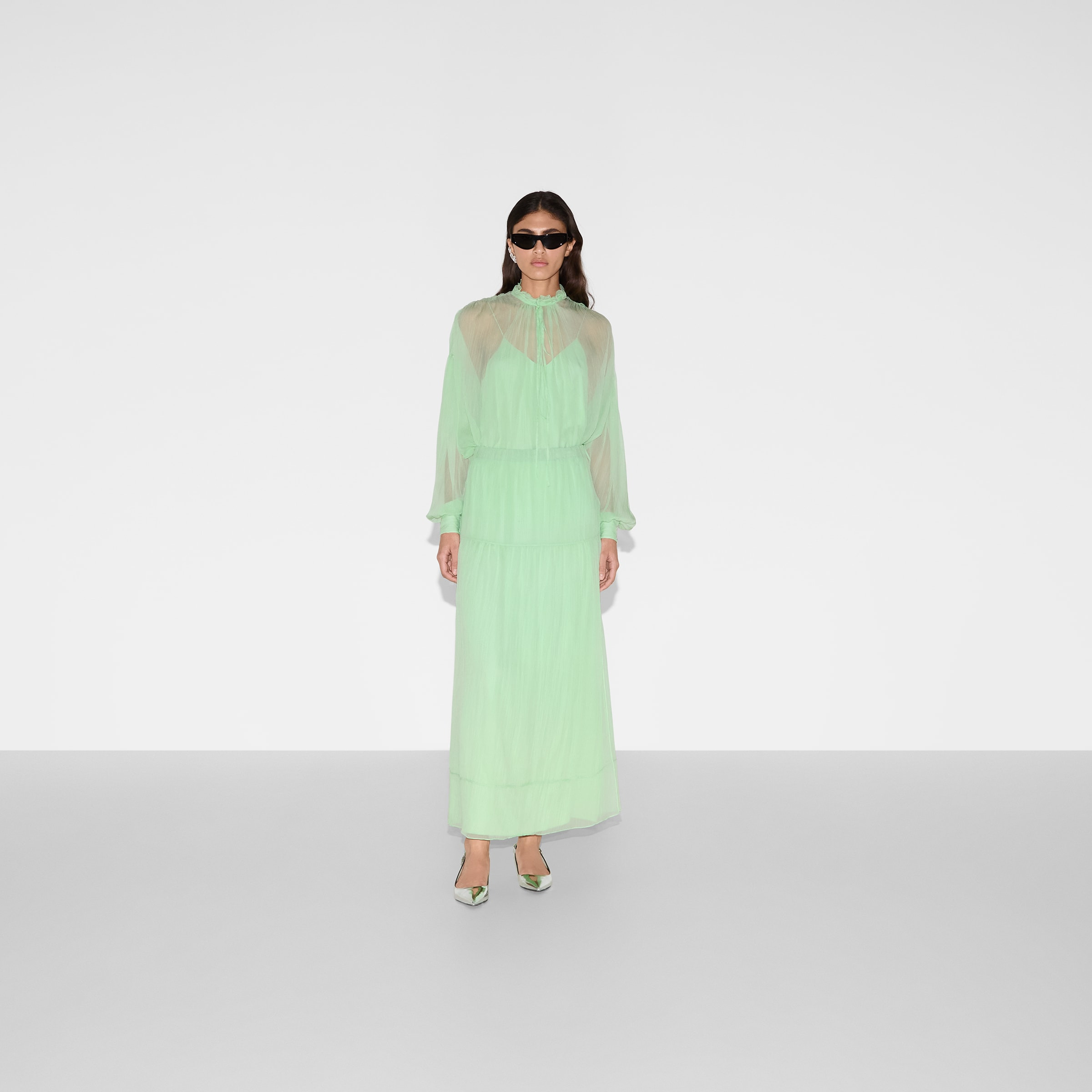 Silk chiffon creponne skirt - 2