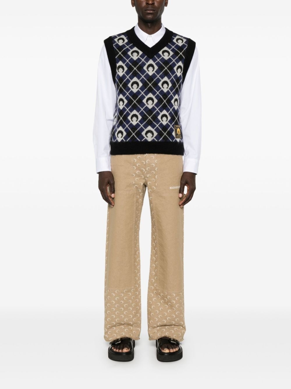 Moon Argyle knit vest - 2