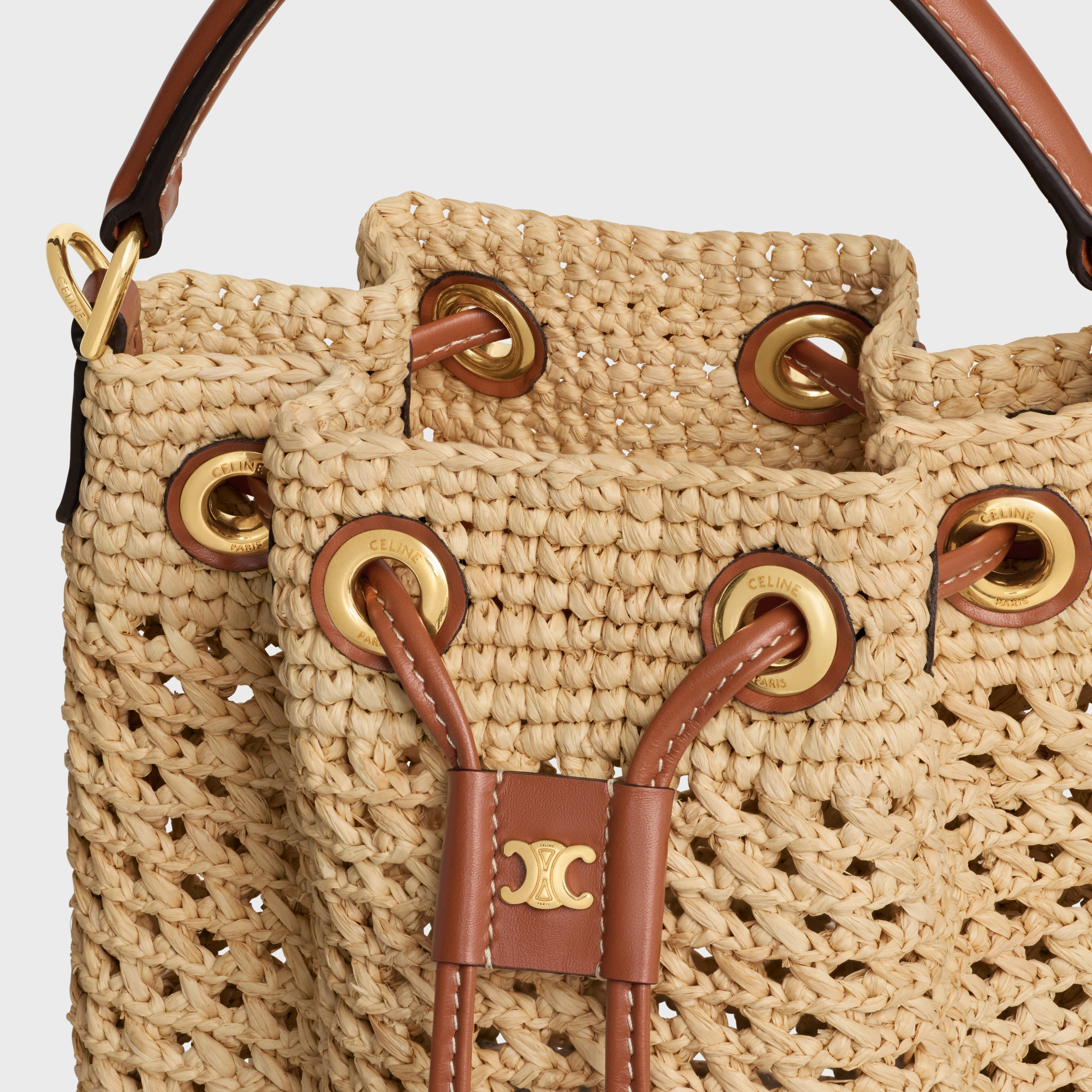 TEEN CLARA BAG IN RAFFIA AND CALFSKIN - 4