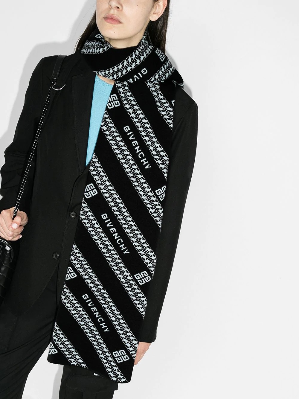 chain logo-print scarf - 2