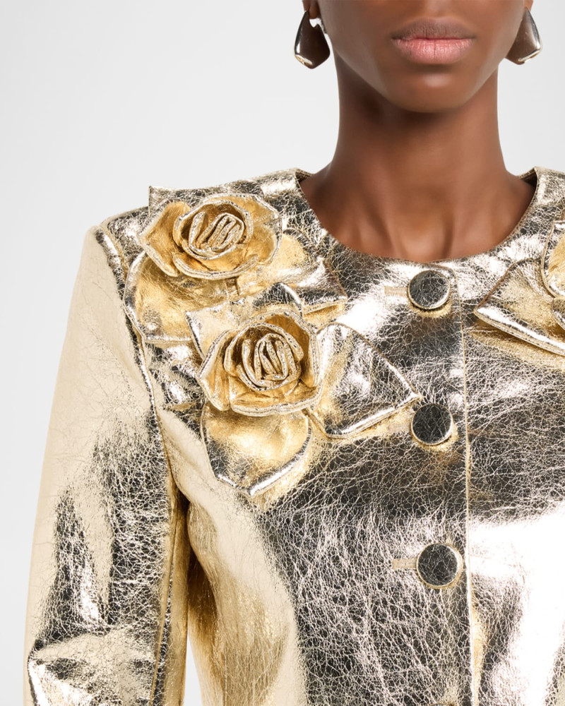 Signe Metallic Jacket with Flower Appliqué 5