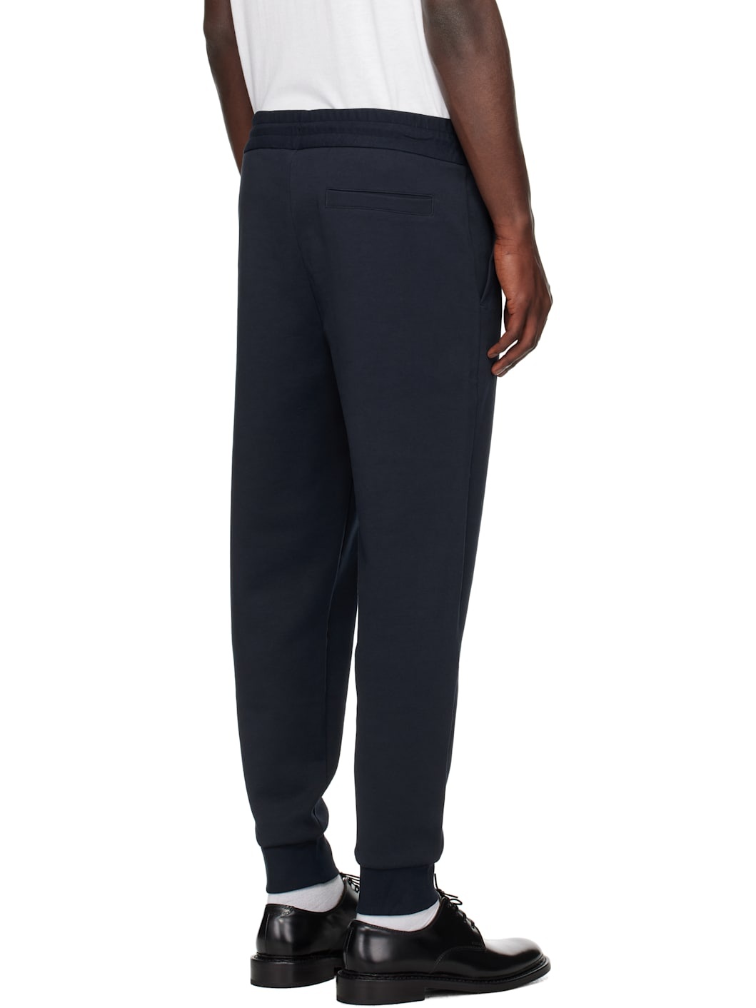 Navy Drawstring Jersey Cotton Sweatpants - 3