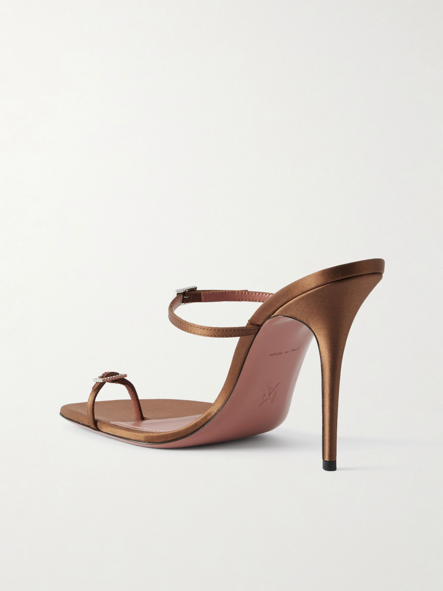 Crystal-embellished satin sandals Brown - 3