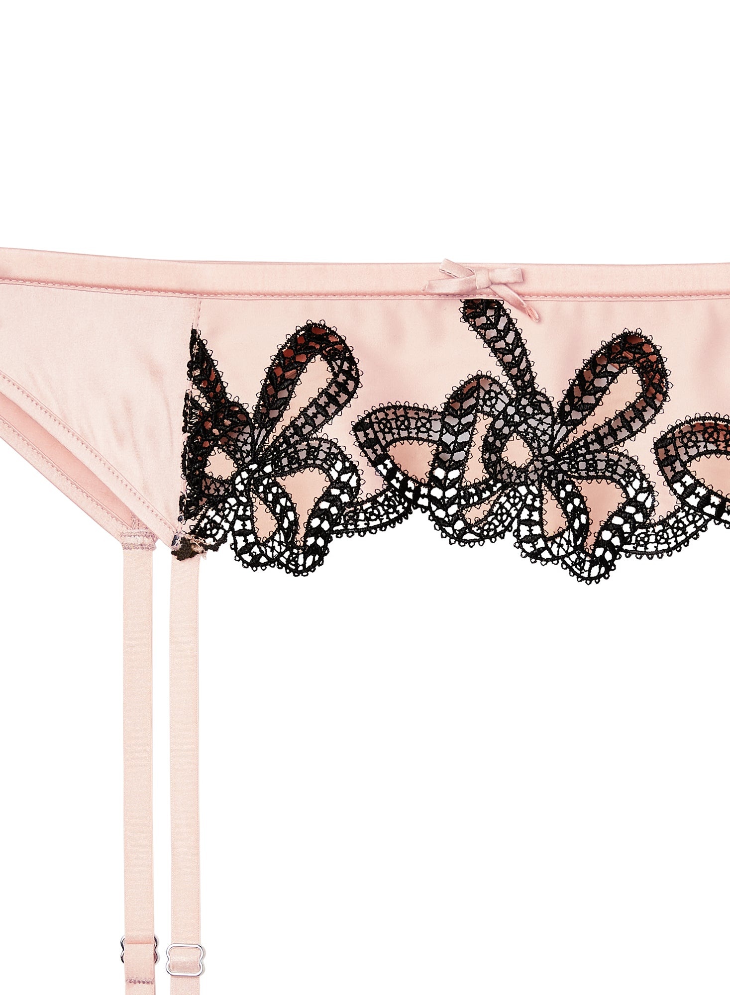 Bow Guipure Embroidery Garter Belt - 7
