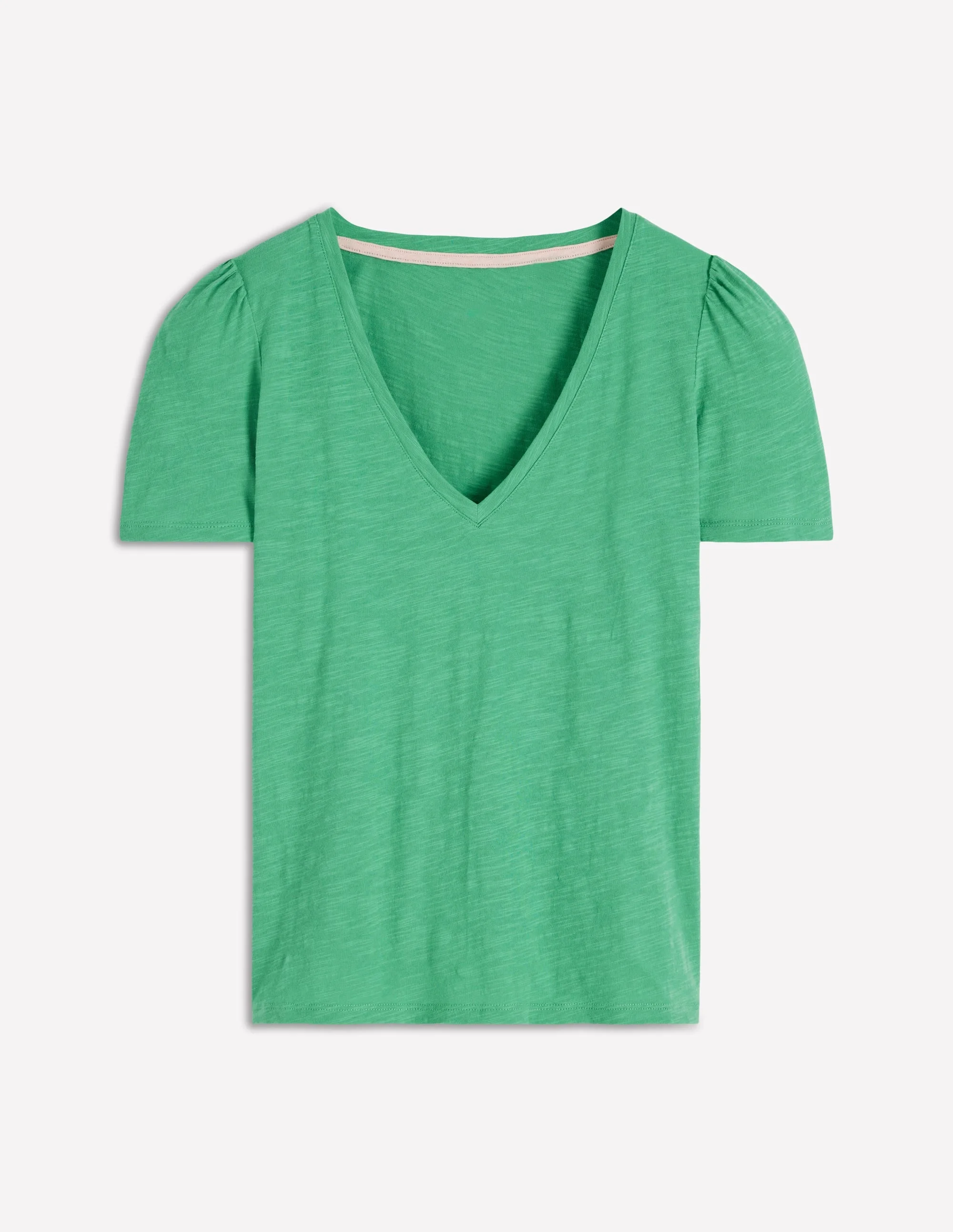 Sophie V-Neck Slub T-shirt-Aloe Green - 1