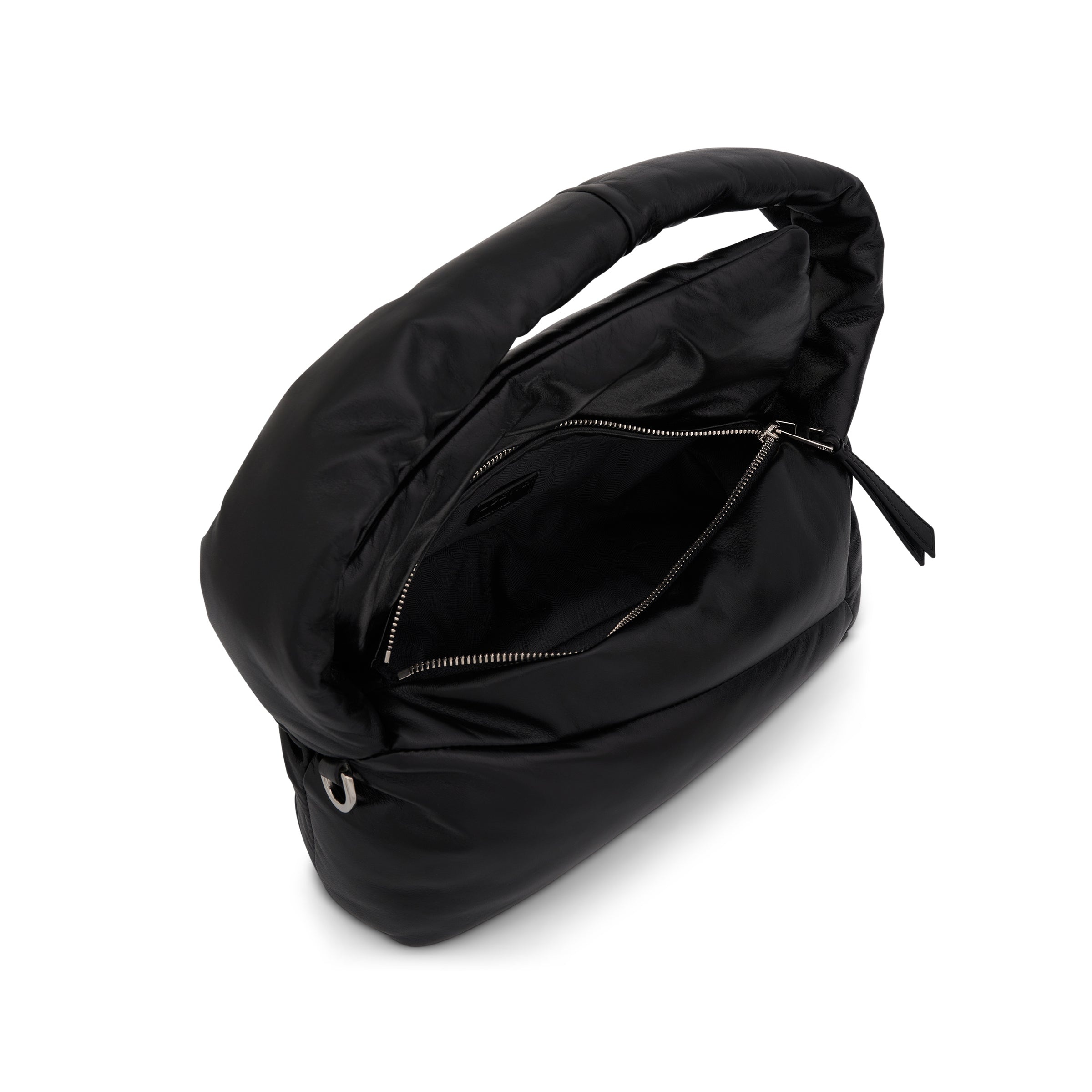 Puffer Puzzle Hobo Bag in Shiny Nappa Lambskin in Black - 3
