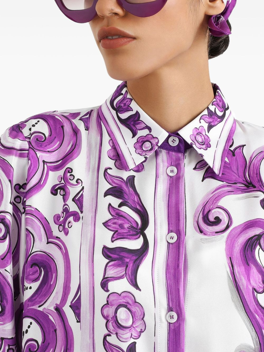 Maiolica-print shirt dress - 4