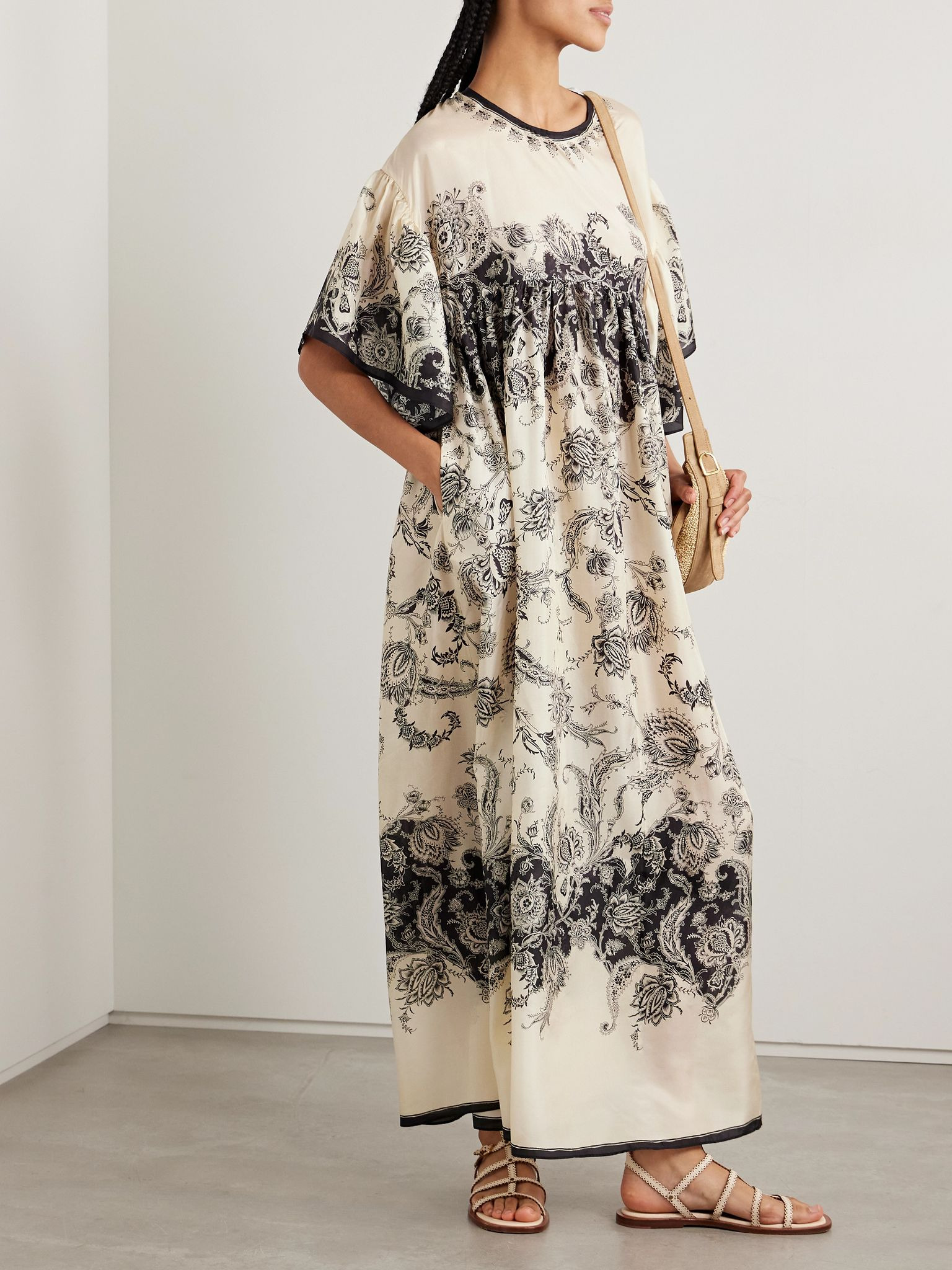 Rhiannon paisley-print silk maxi dress Cream - 2