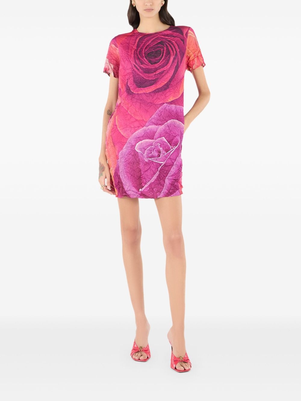 rose-print mini dress - 2