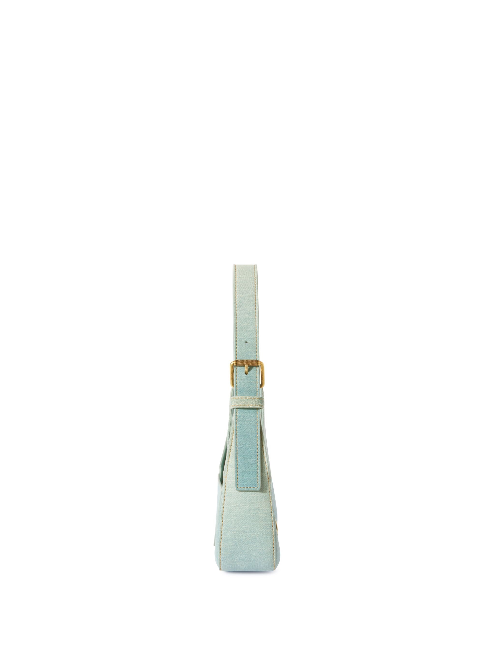 Light Blue Denim Leather Jitney Shoulder Bag - 3