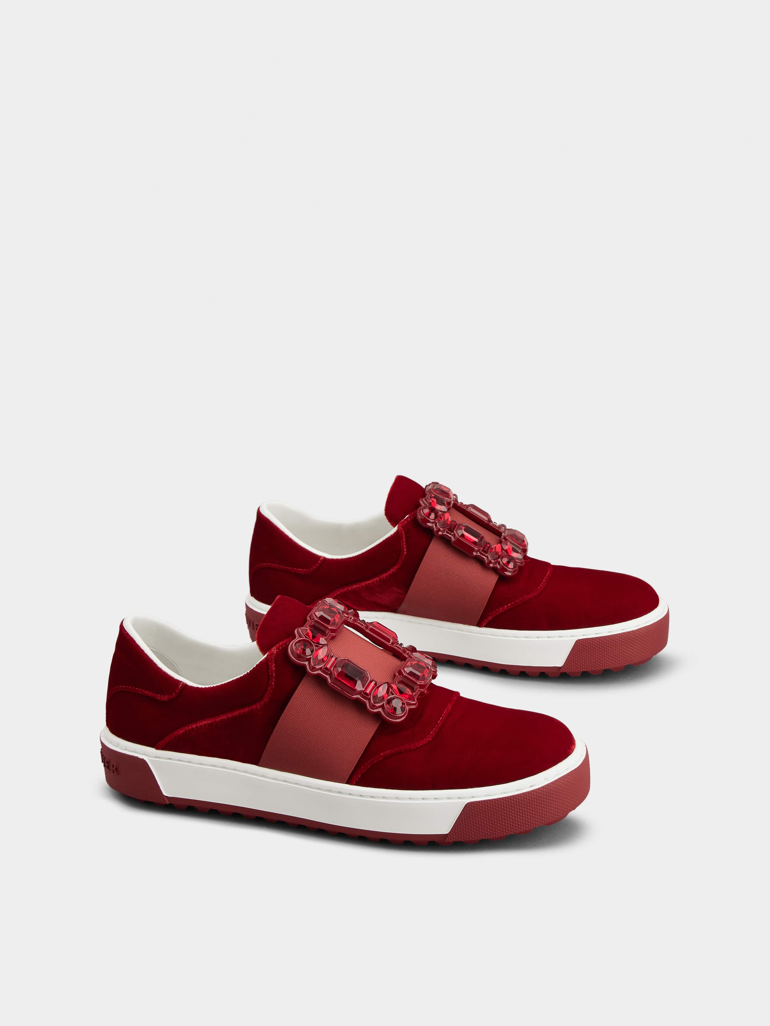 Very Vivier Strass Buckle Sneakers in Velvet - 4