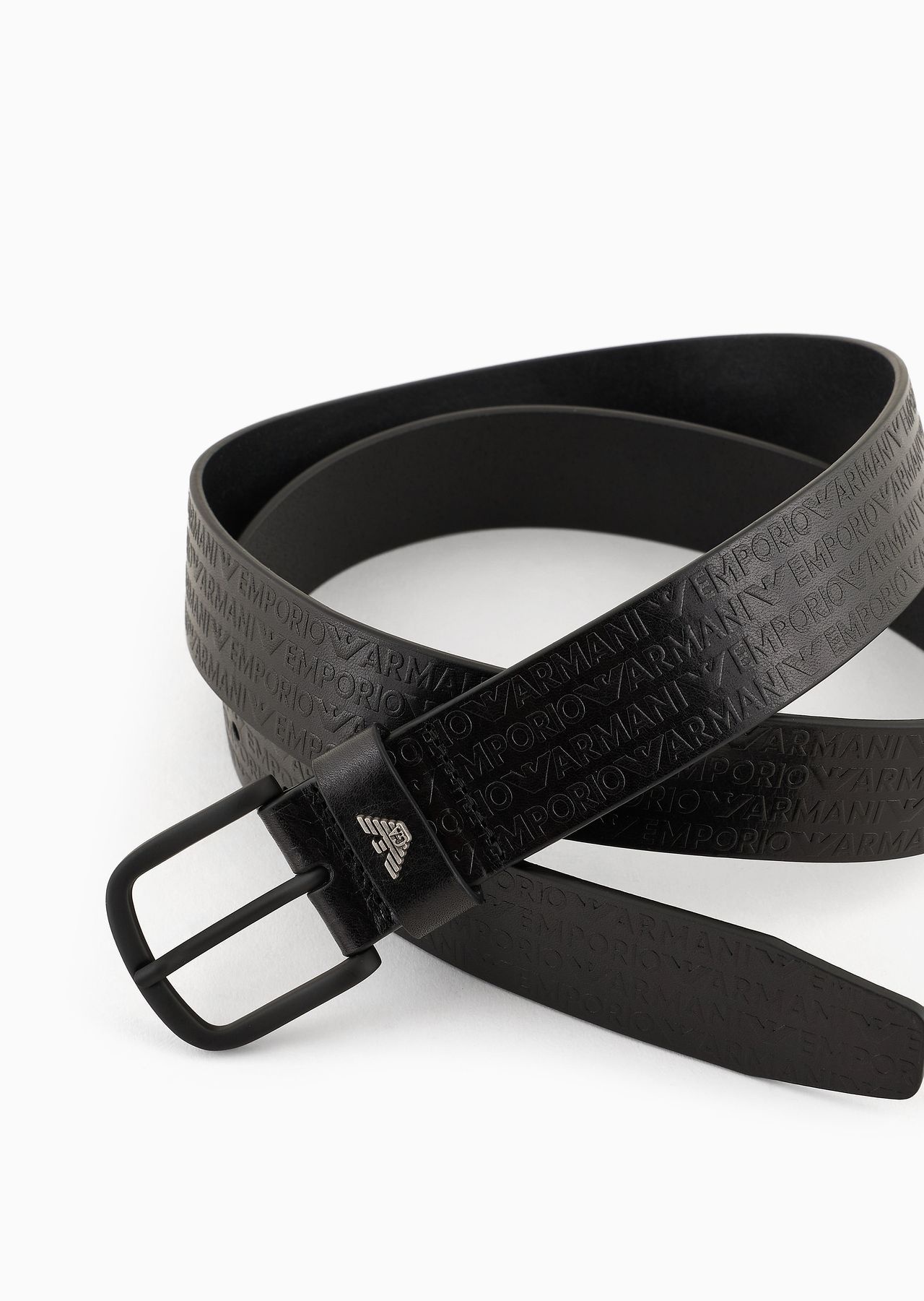 Leather belt with embossed-print lettering - 2