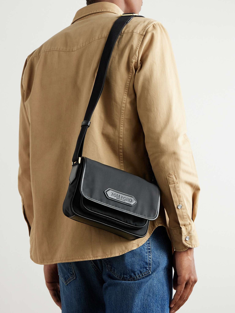 TOM FORD Leather-Trimmed Recycled-Nylon Messenger Bag outlook