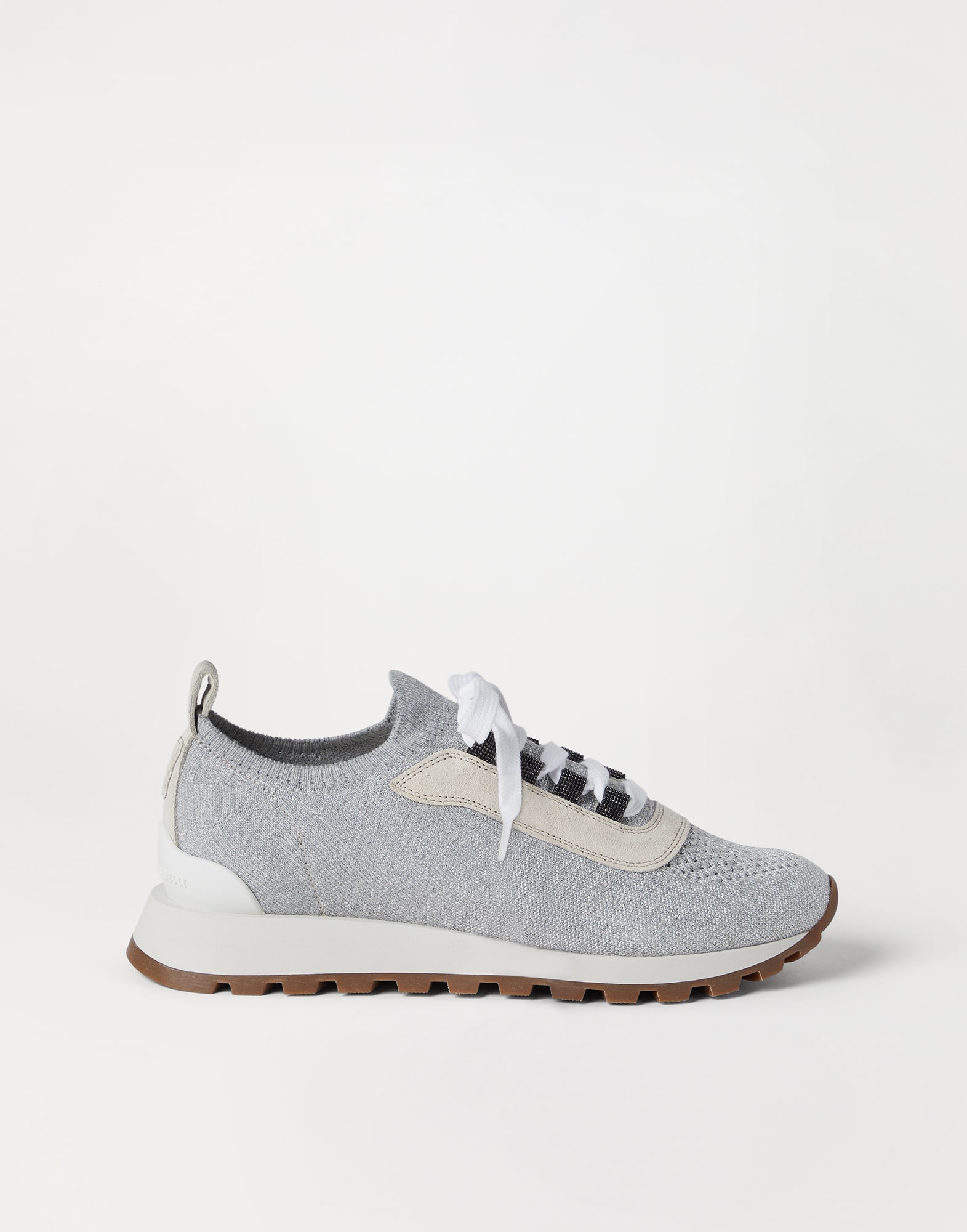 Sparkling cotton knit runners with shiny eyelets - 5