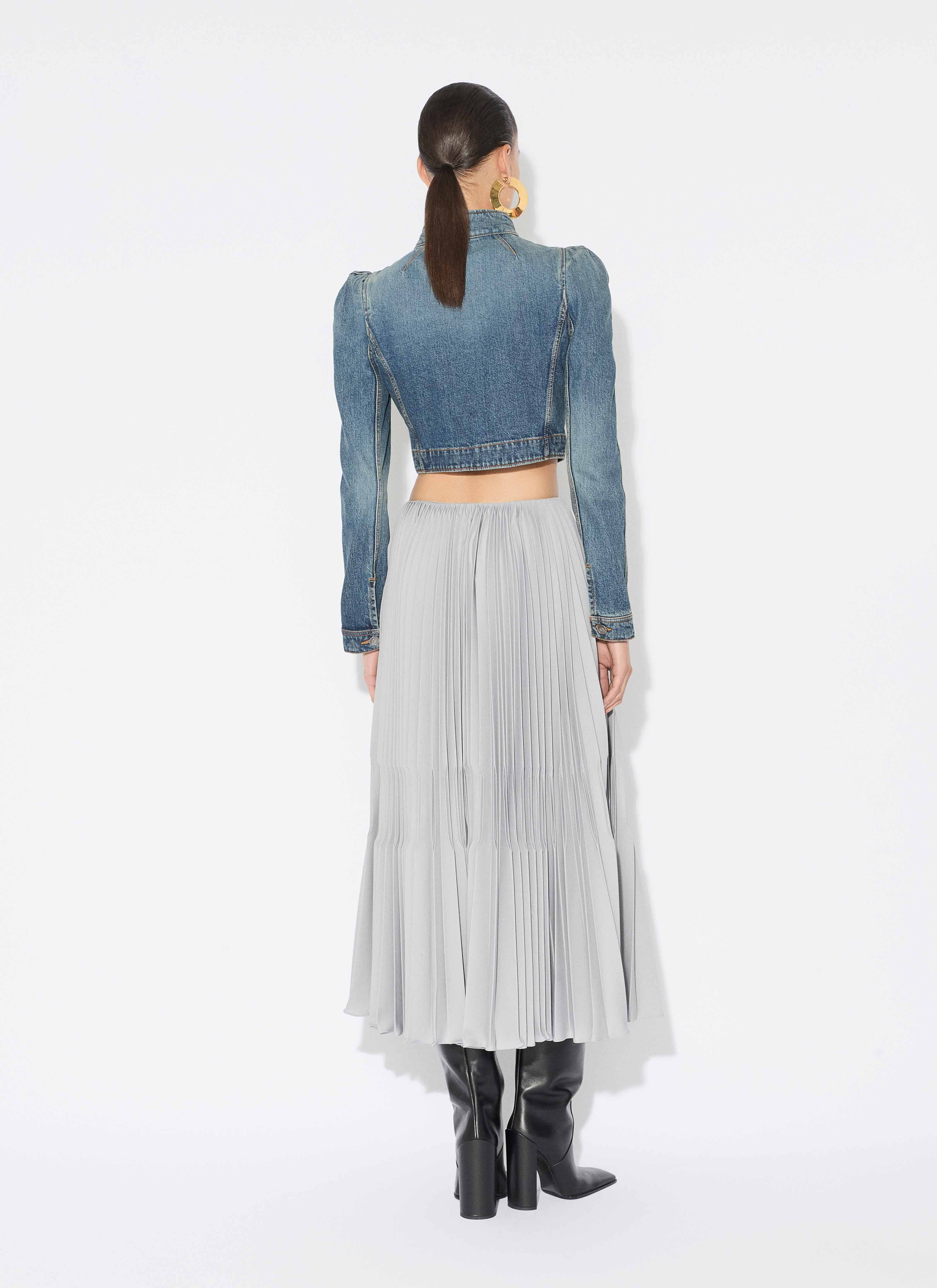 WOOL GABARDINE PLEATED SKIRT - 3
