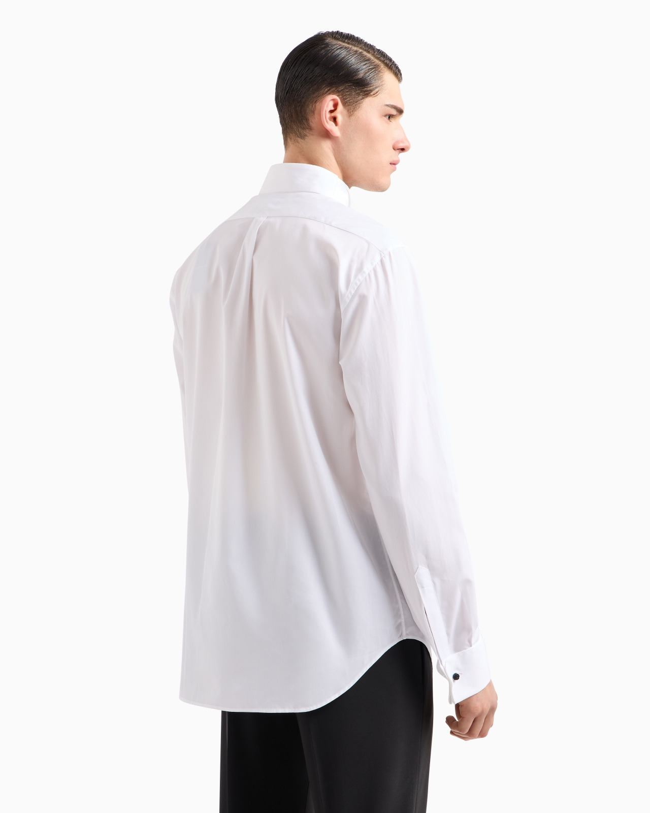Poplin shirt with waffle plastron front - 3