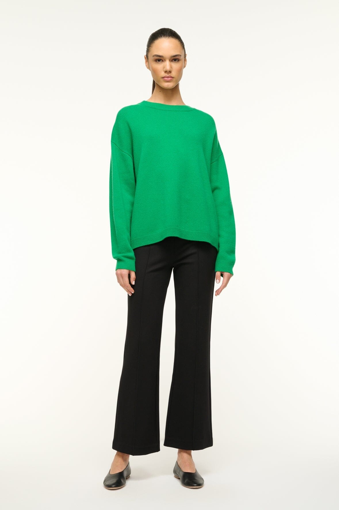 STAUD SERRANO CASHMERE RELAXED CREW CLOVER - 3