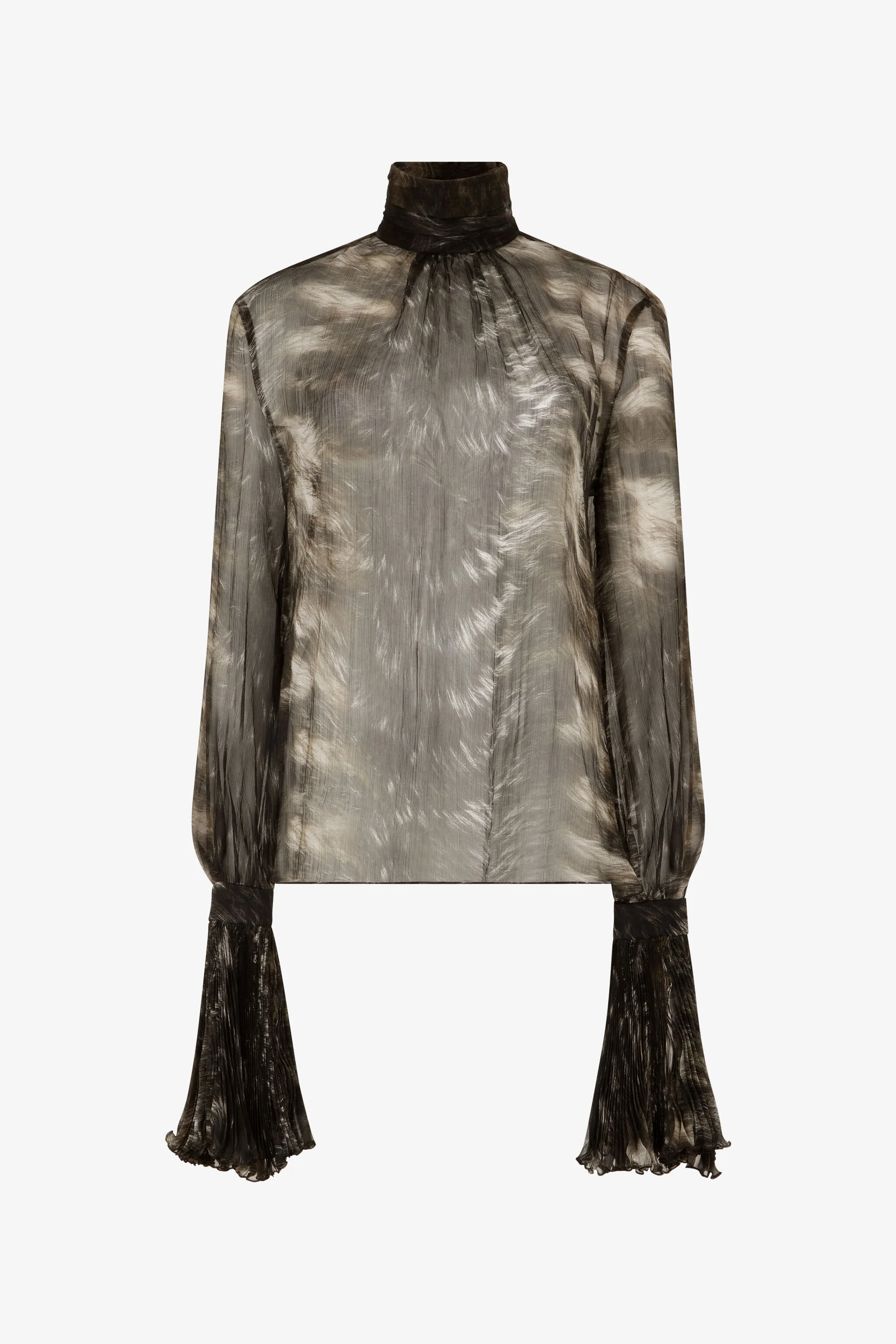 Silk Blouse with Fur Print - 1
