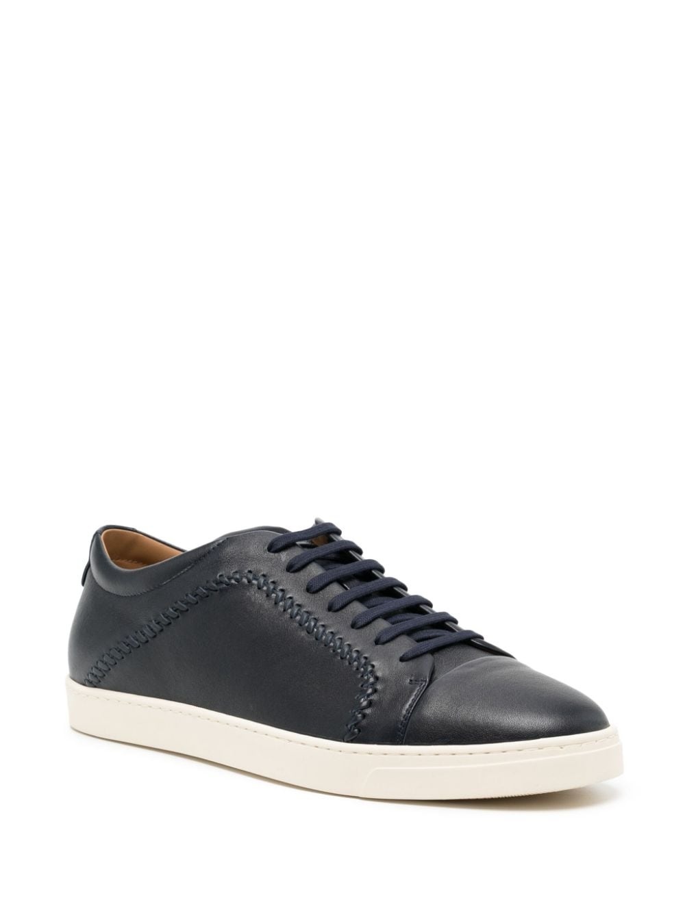 whipstitch-trim leather sneakers - 2