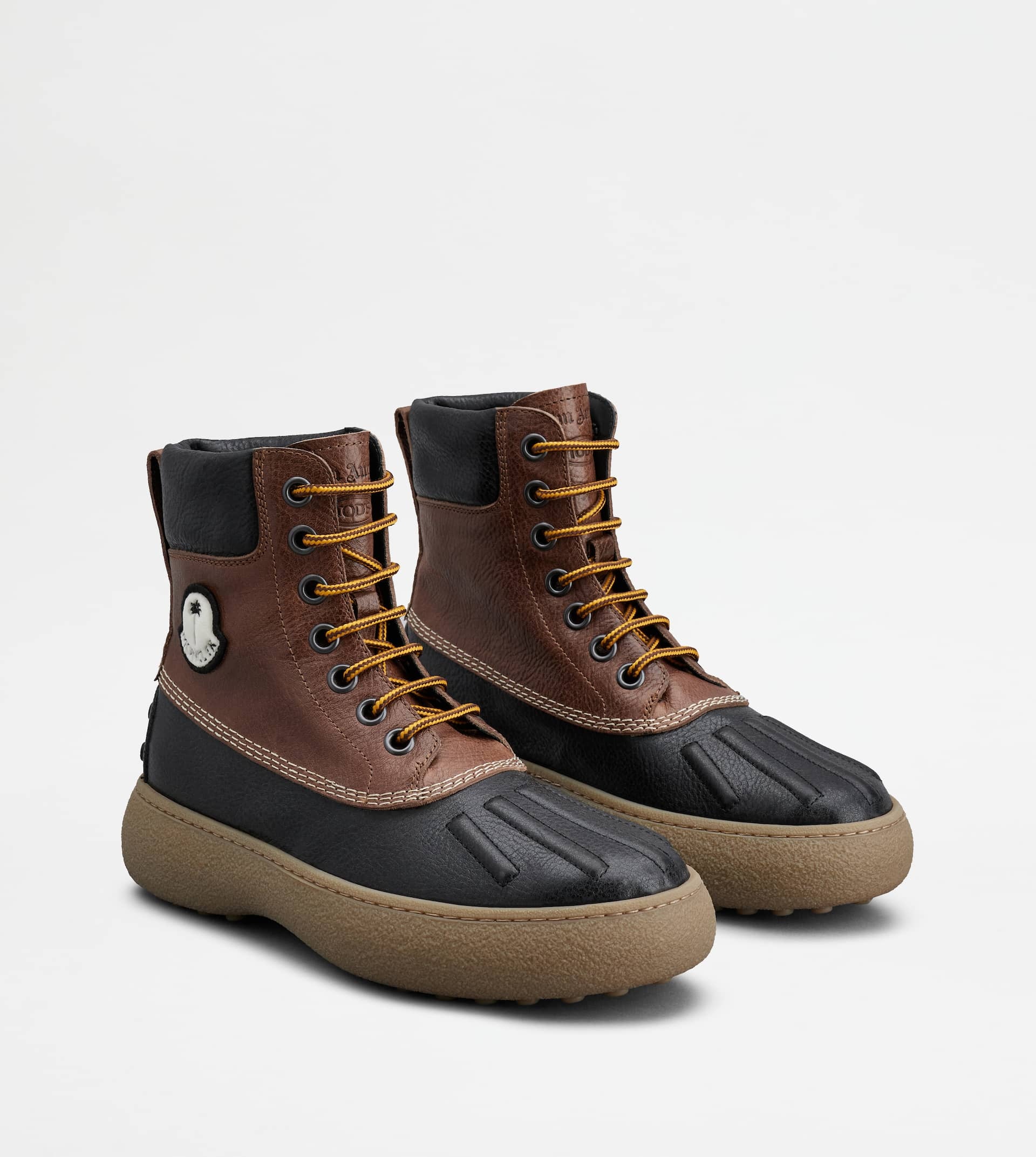 TOD'S W. G. BOOTS TOD'S X 8 MONCLER PALM ANGELS IN LEATHER - BLACK, BROWN - 3
