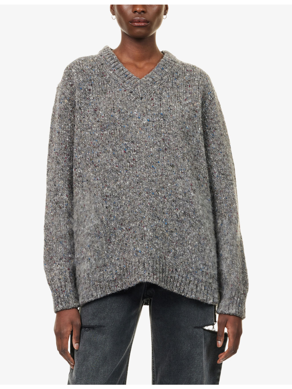 V-Neck Oversized-Fit Virgin-Wool Jumper - 3