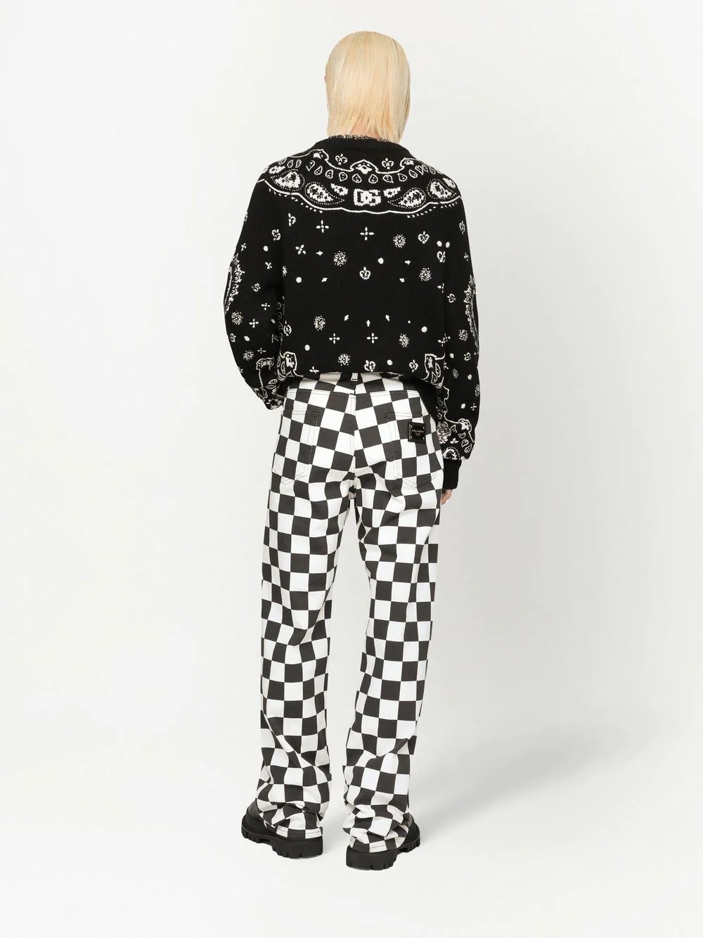 checkerboard-print straight-leg jeans - 4