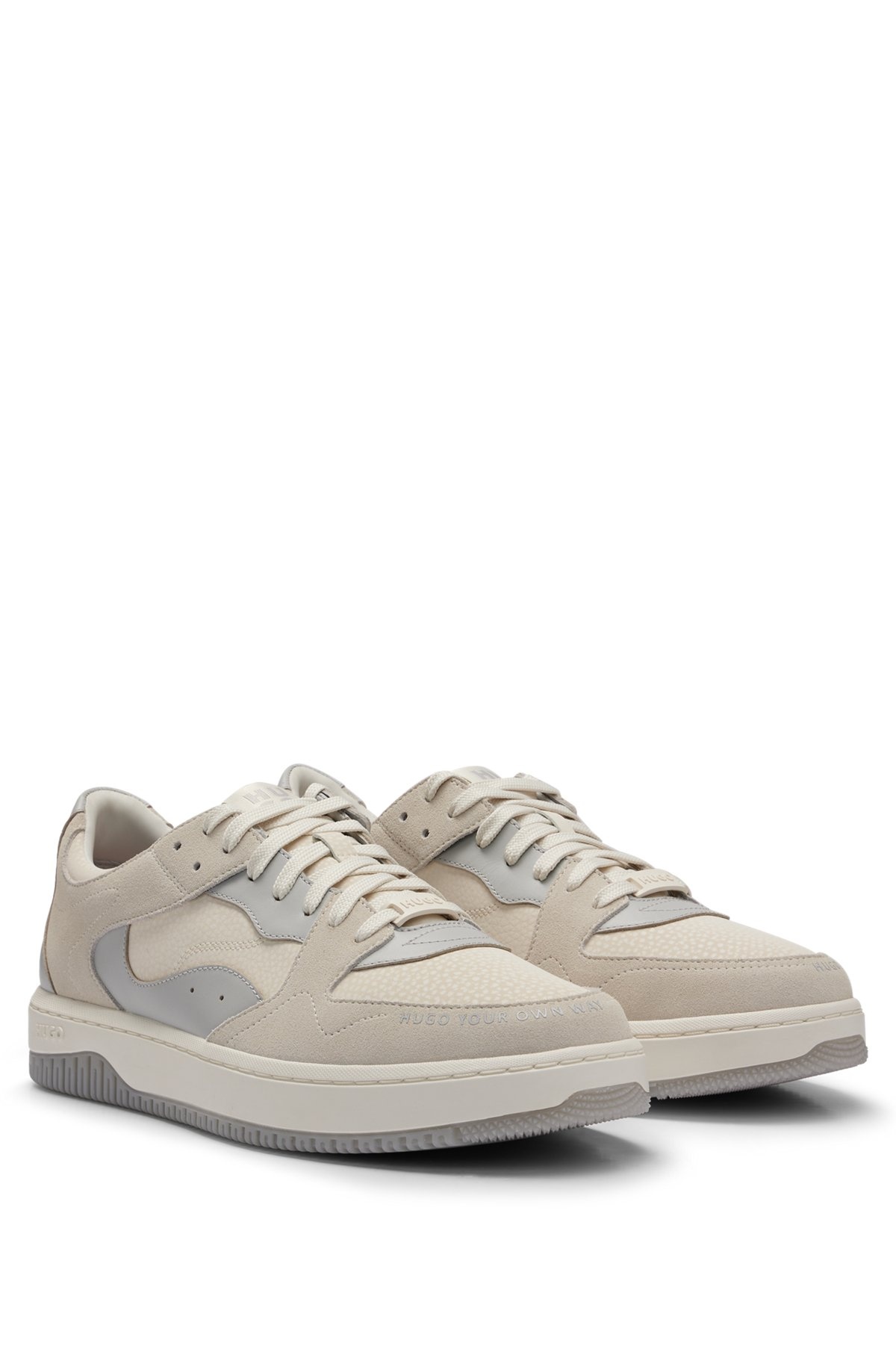 LACE-UP TRAINERS IN FAUX LEATHER AND SUEDE - 2