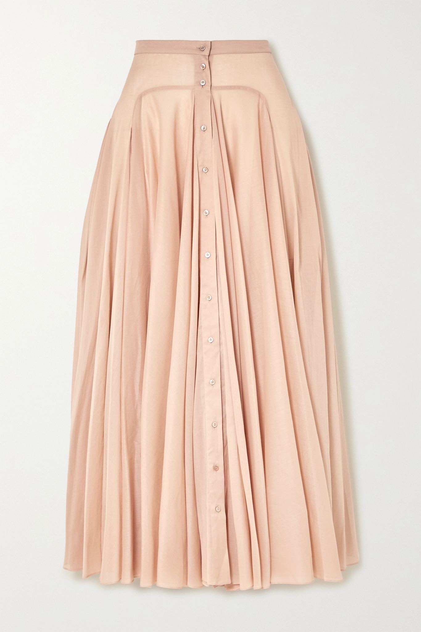 Pleated cotton-voile maxi skirt - 1