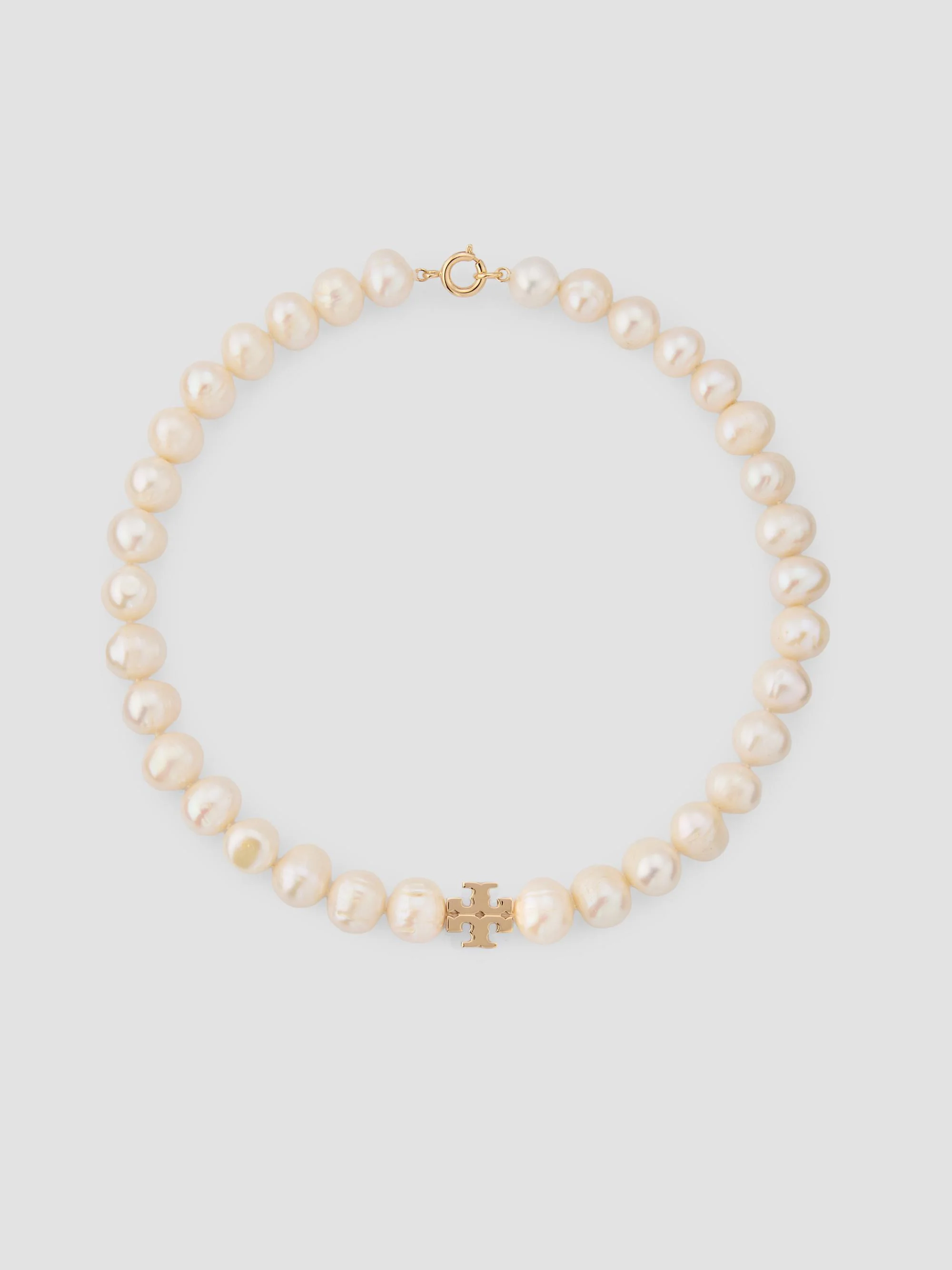 Women's Moondance 18K-Gold-Plated & Cultured Pearl Logo Charm Necklace - Tory Gold Pearl - 1