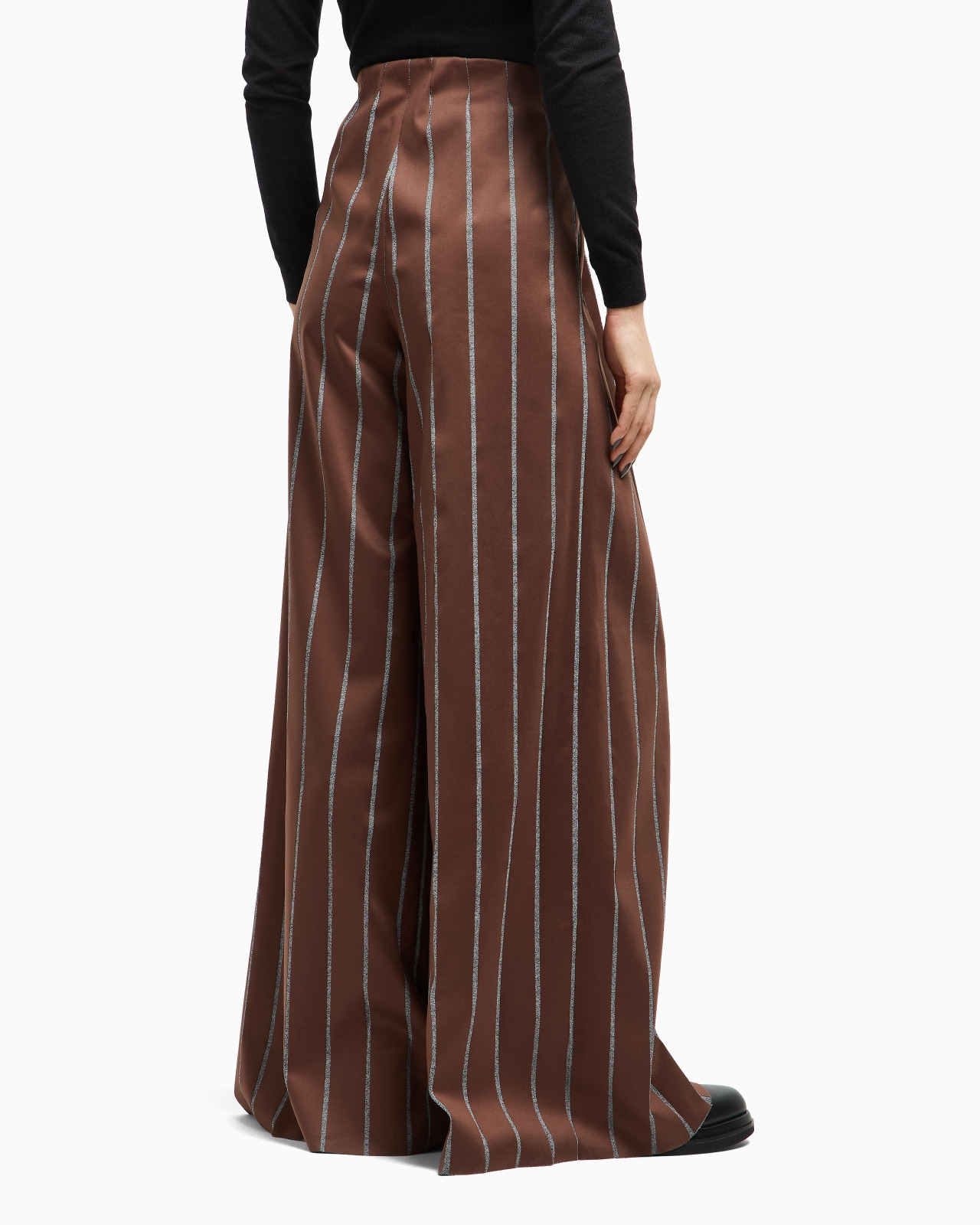 WIDE-LEG TROUSERS IN CHINÉ-EFFECT JERSEY - 3