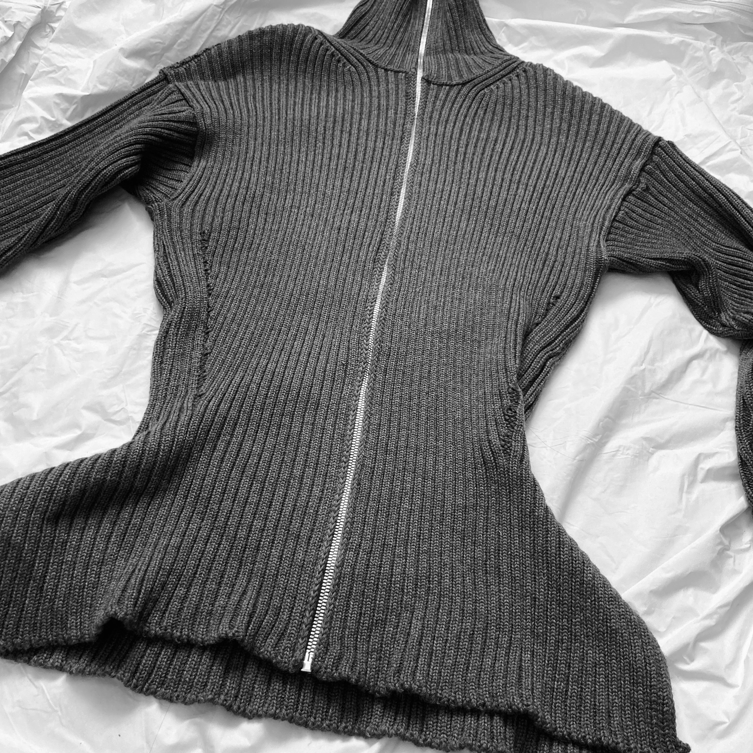 Jean Paul Gaultier Grey knit zip up cardigan XL - 6