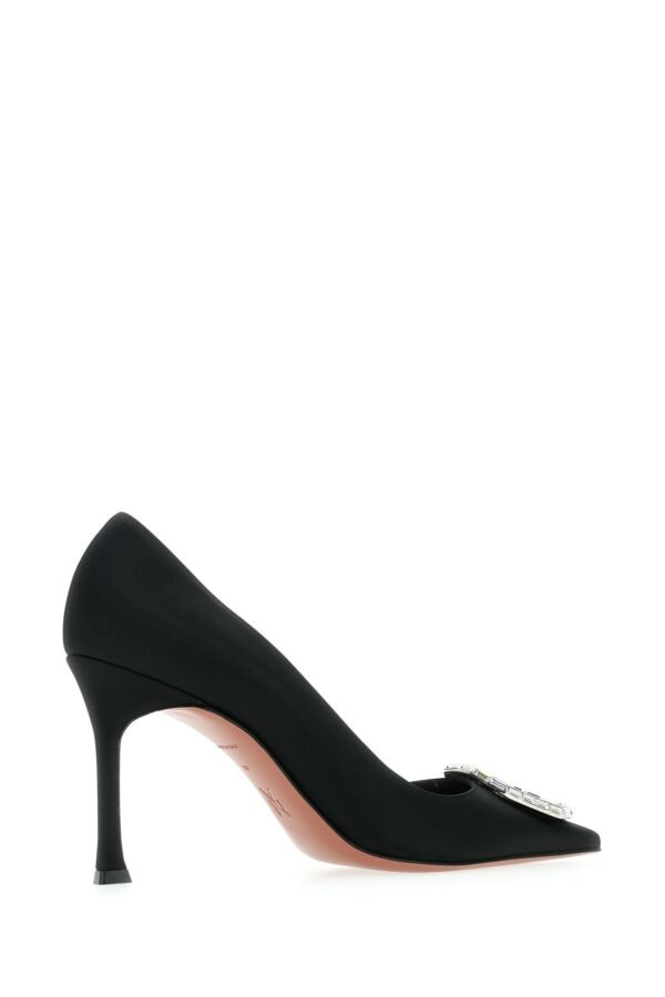 Amina Muaddi Women Camelia Pump 90 Satin Black White B - 8