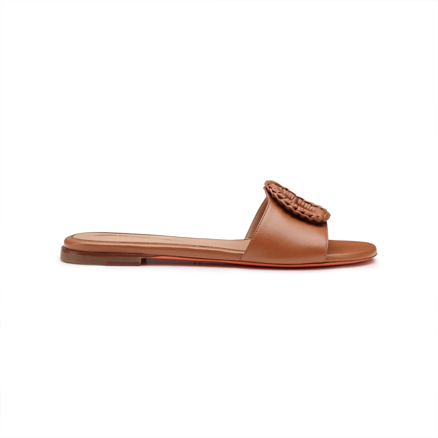 Women's brown leather slide sandal - 1