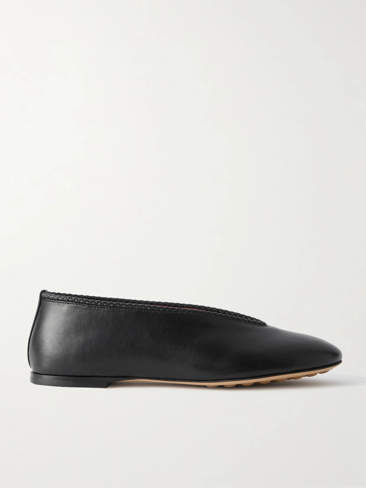 Rosa Intrecciato-trimmed Leather Ballet Flats - 1