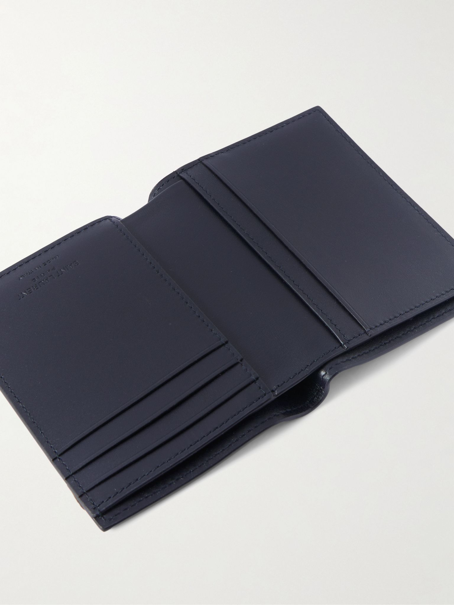 Logo-Print Leather Bifold Wallet Navy - 4