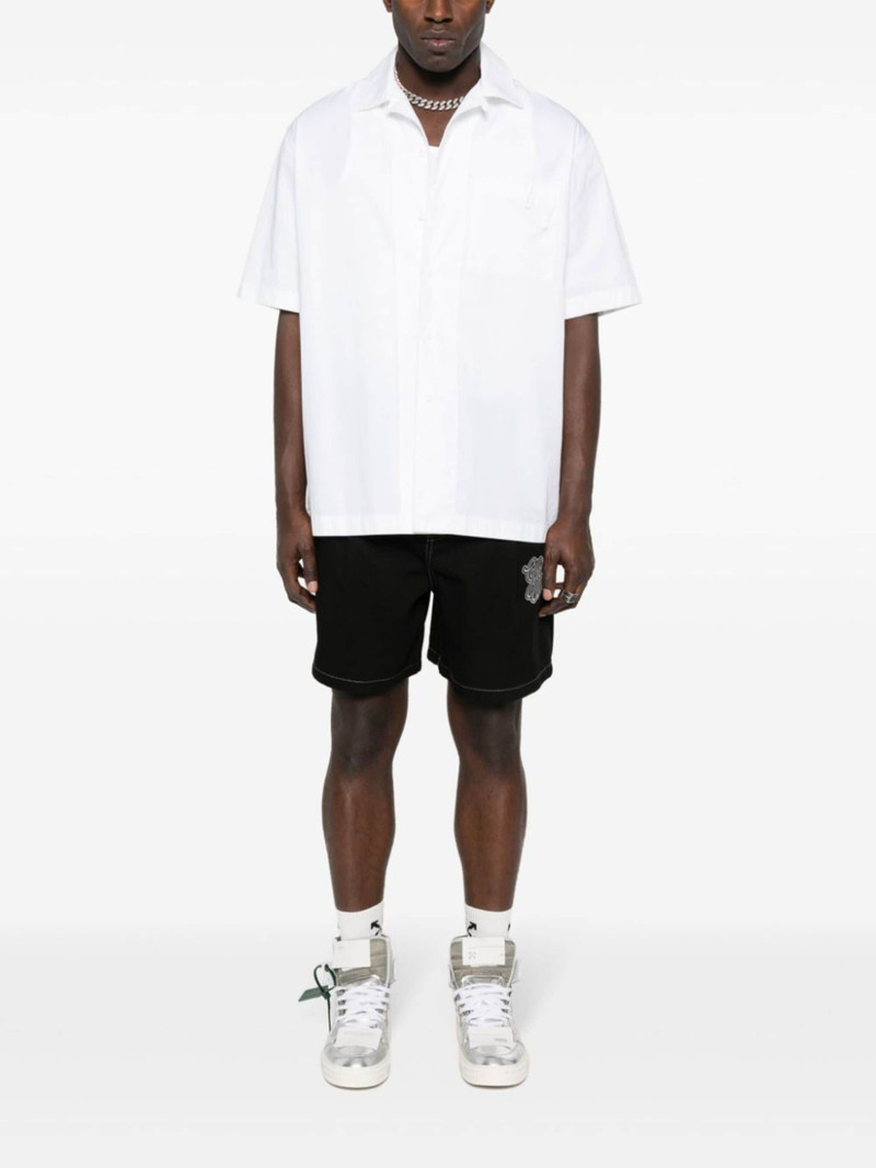 Off-White embroidered-logo denim shorts outlook