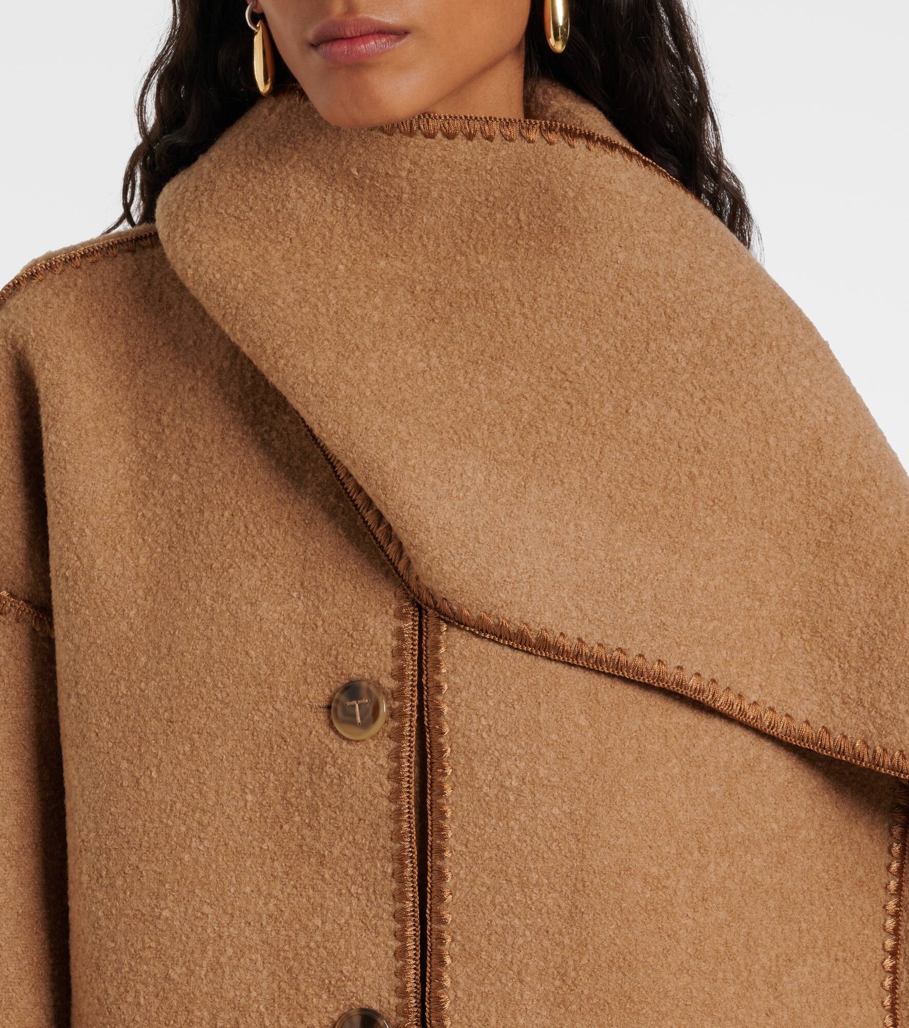 Embroidered wool-blend scarf jacket - 5