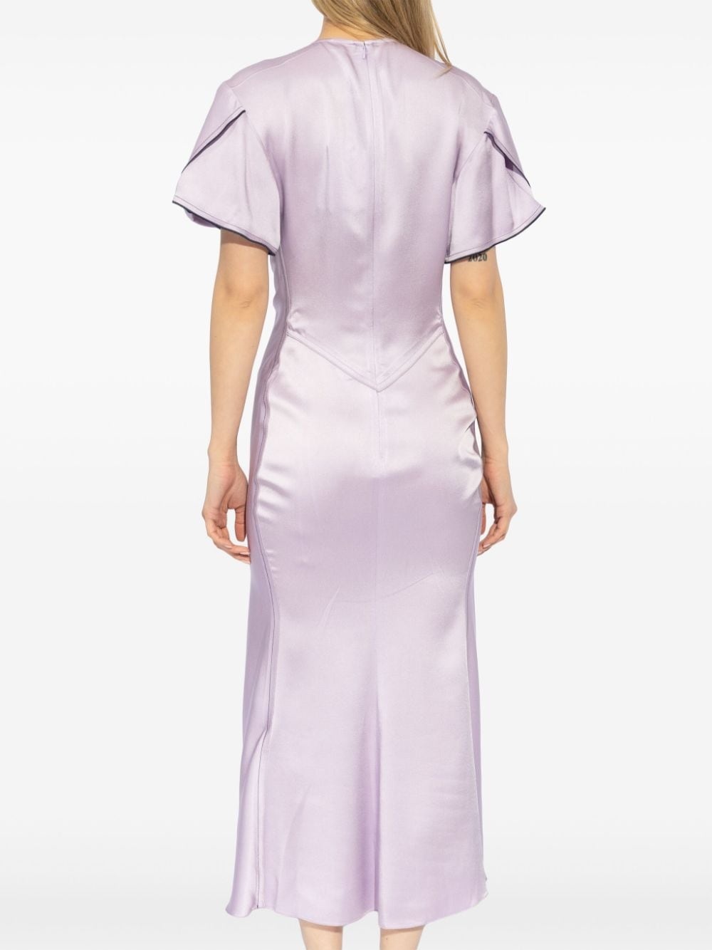 ruched satin midi dress - 4