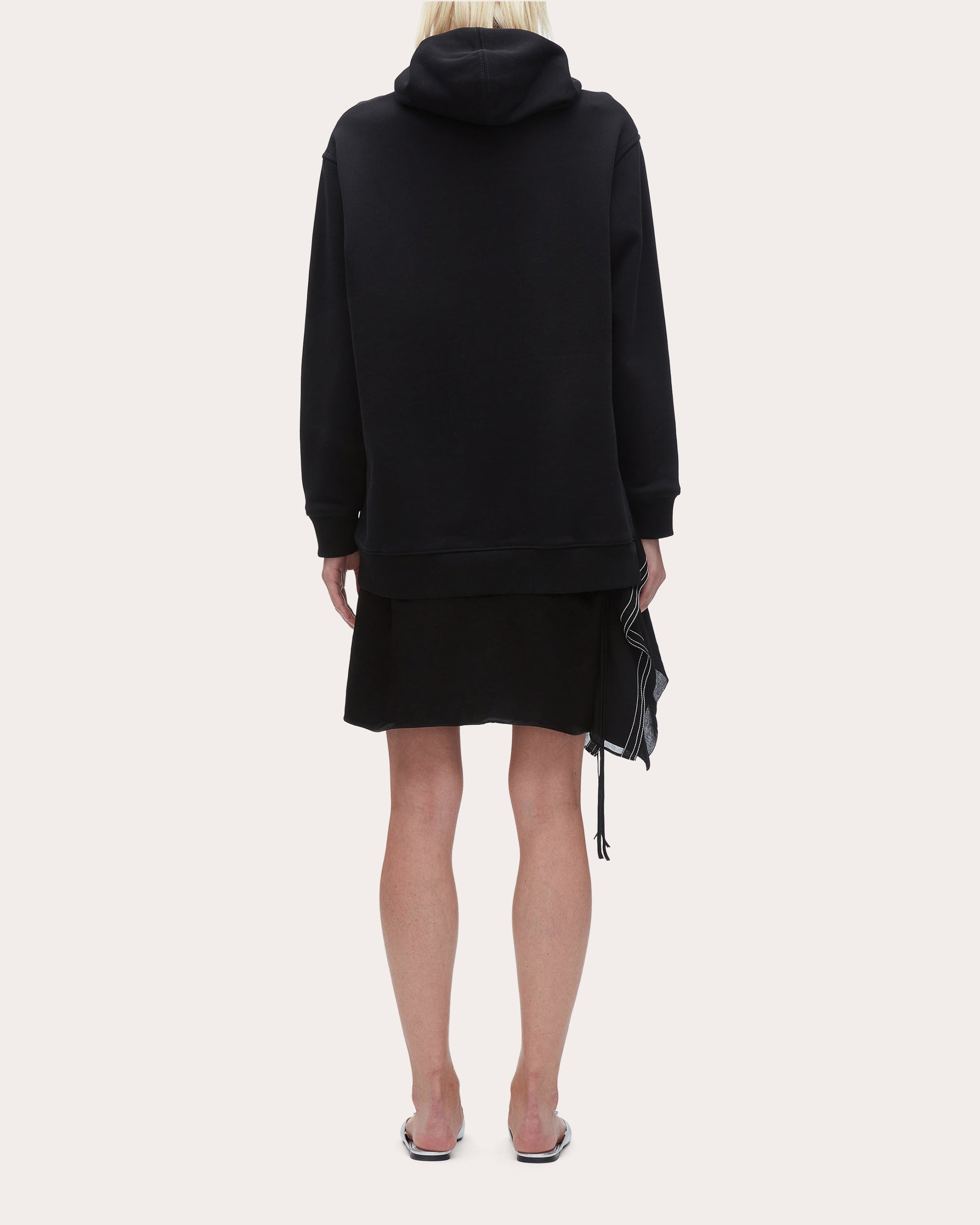 Hooded Layered Satin and Chiffon Trimmed Mini Dress - 2