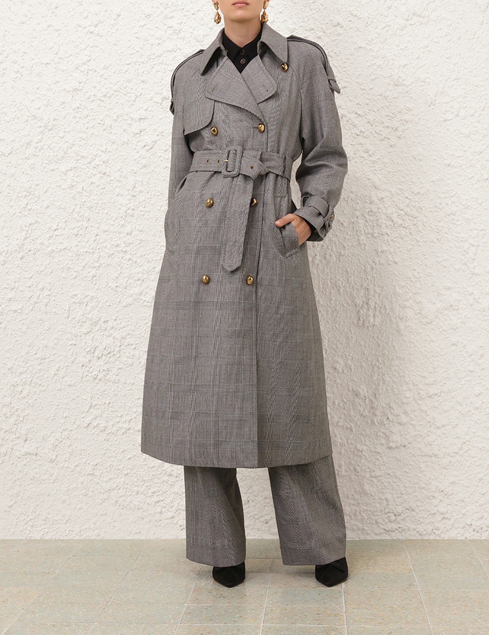 CHECK TRENCH COAT - 2