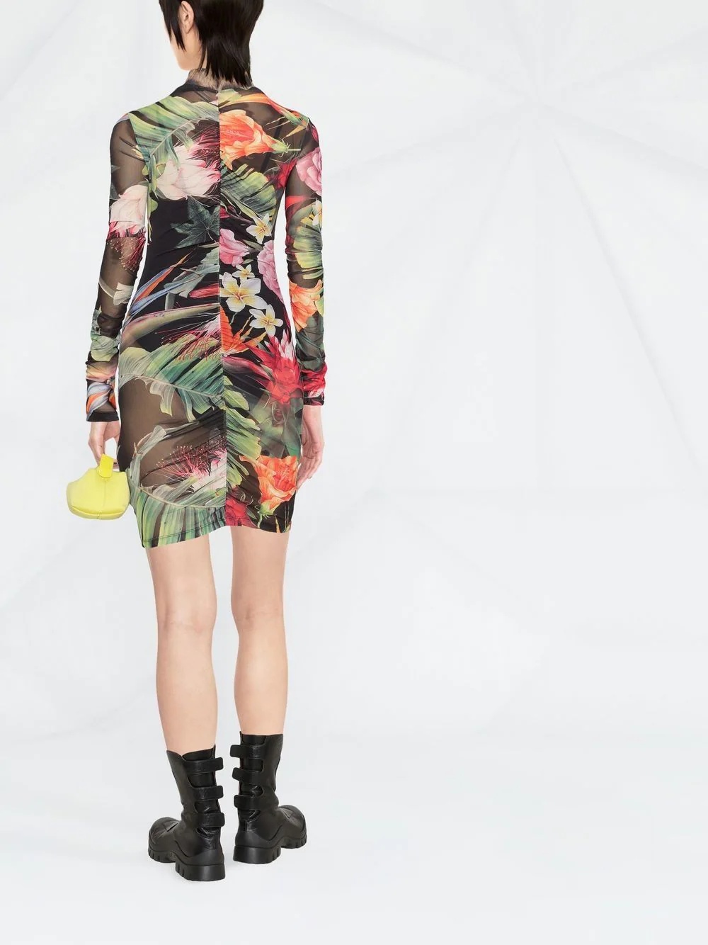 floral-print short dress - 3