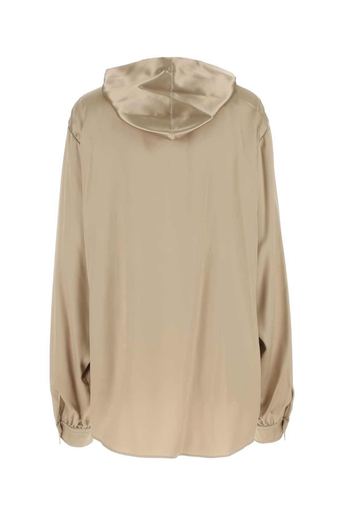 Balenciaga Women Cappuccino Satin Oversize Shirt - 2