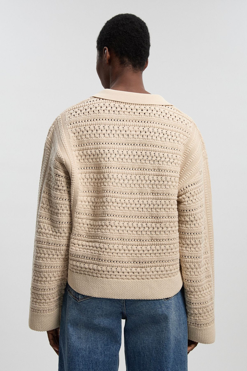 Cotton Collared V Neck Knitted Jumper 5