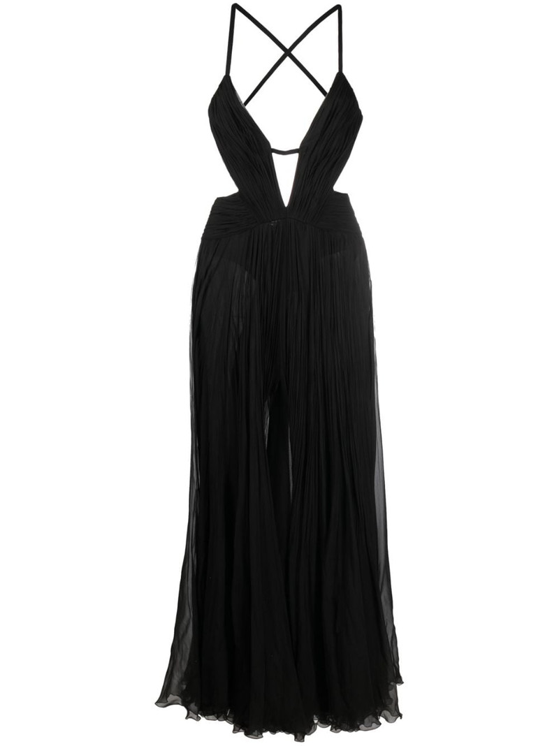 draped backless silk dress 1