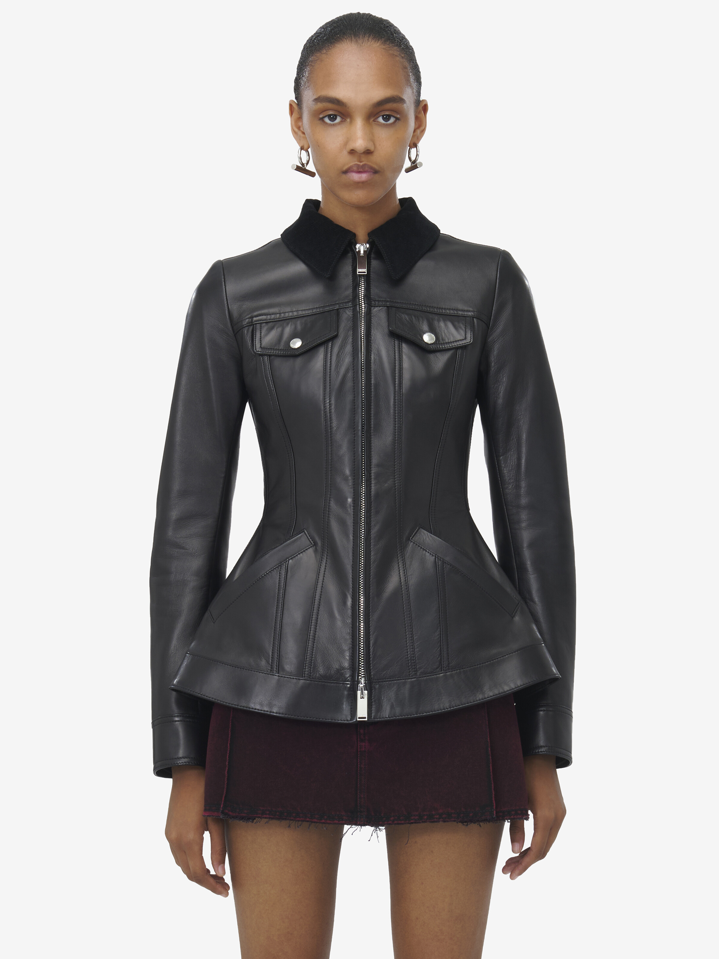 Peplum Leather Jacket - 8