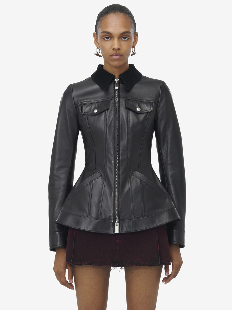 Alexander McQueen Peplum Leather Jacket outlook