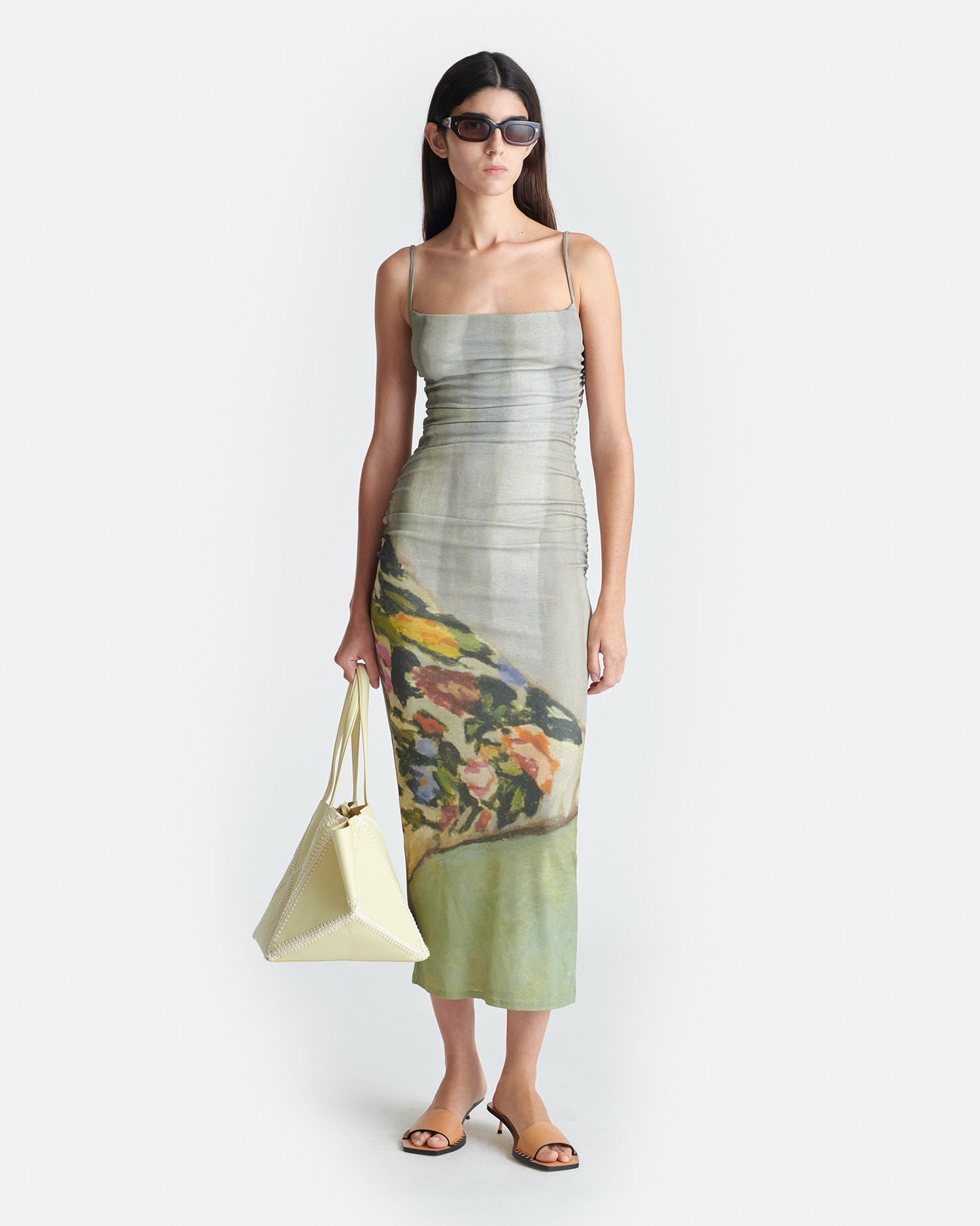 Printed Mesh Jersey Midi Dress - 2